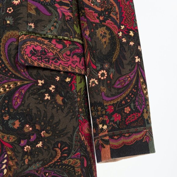 Etro Green Paisley Wool Buttoned Chester Coat - Picture 5 of 11